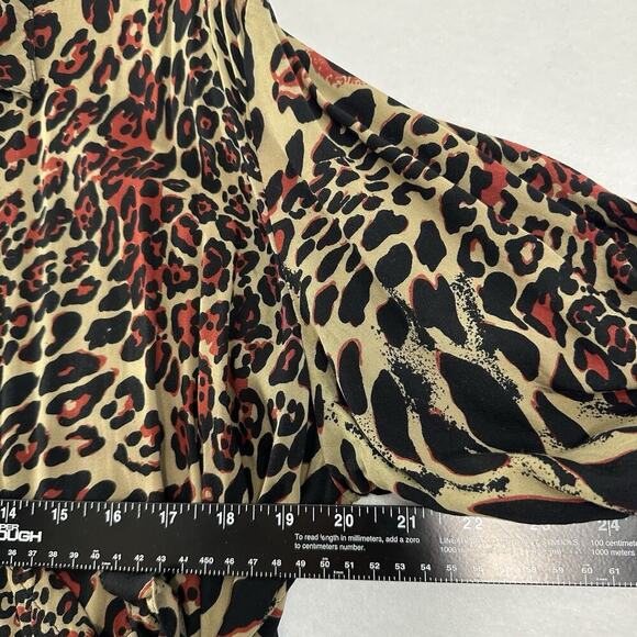 Go Fish Wrap Dress Womens XXL Animal Print Midi Rayon Mobwife Artsy Boho - Picture 8 of 13